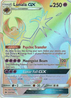 Pokemon: SM Base Set: Holofoil Lunala GX (Secret): Lightly Played Condition - Image 1