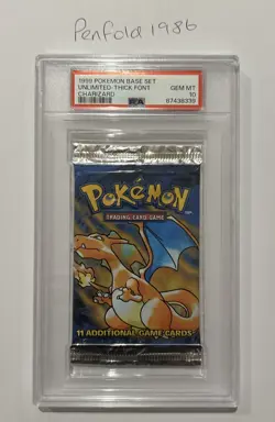 1999 Pokemon Base Set Booster Pack Charizard Sealed Pack PSA 10 Gem Mint Thick - Image 1