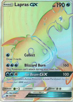 Pokemon: SM Base Set: Holofoil Lapras GX (Secret): Lightly Played Condition - Image 1