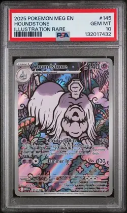 2025 POKEMON MEG EN-MEGA EVOLUTION ILLUSTRATION RARE #145 HOUNDSTONE PSA 10 - Image 1