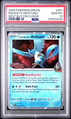 2025 POKEMON DRI EN-DESTINED RIVALS #051 TEAM ROCKET'S ARTICUNO PSA 10 - Image 1