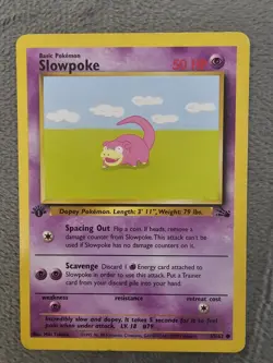 SLOWPOKE 55/62 - LP - 1ST EDITION FOSSIL ENGLISH POKEMON CARD - Image 1