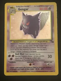 1999 Pokemon Fossil Base Set Holo Rare Gengar Card WOTC 5/62 - Image 1