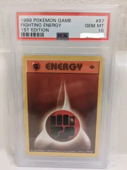 1999 Pokemon Base Set 1st Edition Fighting Energy 97/102 PSA 10 GEM MINT Rare!!! - Image 1
