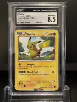 2011 Pokemon Black & White Secret Rare Pikachu Holo 115/114 CGC NM/Mint 8.5 - Image 1