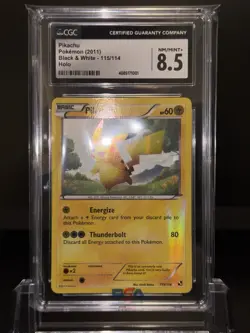 2011 Pokemon Black & White Secret Rare Pikachu Holo 115/114 CGC NM/Mint 8.5 - Image 2