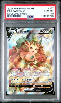 Leafeon V 167/203 PSA 10 Gem Mint Alternate Art Evolving Skies 2021 Pokemon - Image 1