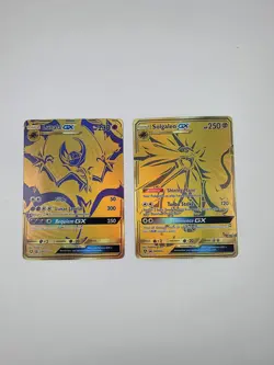 Pokemon TCG - Lunala GX SM103a & Solgaleo GX SM104a Hidden Fates Gold Promos NM - Image 1