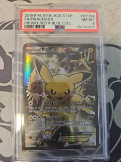 Pokemon Pikachu EX Full Art 2016 XY Black Star Promo #XY124 PSA 8 NM-MT - Image 1