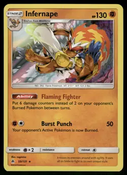 Infernape Holo 59/131 SM - Forbidden Light Pokemon - Image 1