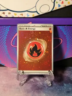 Pokemon TCG 151 Cosmo Holo Fire Energy 4x SWIRLS NM English Scarlet & Violet - Image 1