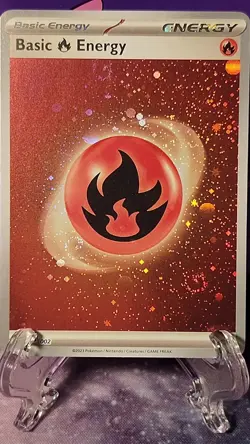 Pokemon TCG 151 Cosmo Holo Fire Energy 4x SWIRLS NM English Scarlet & Violet - Image 2