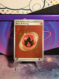 Pokemon TCG 151 Cosmo Holo Fire Energy 4x SWIRLS NM English Scarlet & Violet - Image 3