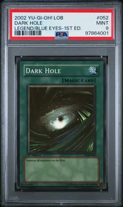 Yu-Gi-Oh! Dark Hole LOB-052 1st Edition PSA 9 Mint - Image 1