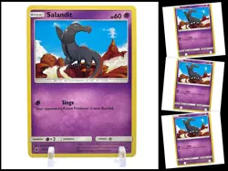 Pokemon Sun & Moon Crimson Invasion 46/111 Salandit 4X Mint/NM 4 Card Playset X4 - Image 1
