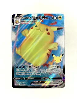Surfing Pikachu VMAX 9/25 Celebrations Ultra Rare Holo Pokemon TCG Card NM - Image 1
