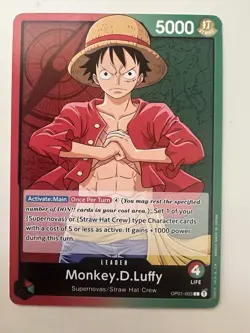 ONE PIECE Card Game Romance Dawn OP01-003 Monkey D Luffy Leader Pre Errata - Image 1