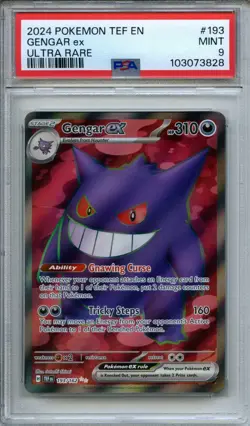 2024 Pokemon Scarlet & Violet Temporal Forces Gengar EX Ultra Rare 193/162 PSA 9 - Image 1