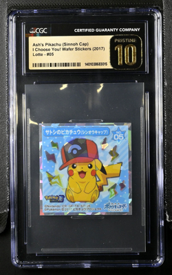 CGC 10 Pristine | Pokemon Japanese I Choose You! Ash's Pikachu Sticker #05 Lotte - Image 1