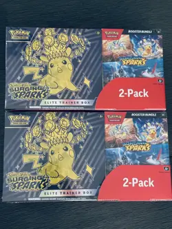 Pokemon TCG Surging Sparks ETB + Booster Bundle Costco 2-pack Sealed lot of 2 - Image 1