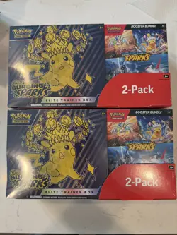 Pokemon TCG Surging Sparks ETB + Booster Bundle Costco 2-pack Sealed New Lot x2 - Image 1