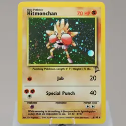 Pokemon TCG - Hitmonchan 8/130 Base Set 2 Holo Rare WOTC 1999 - EXC - Image 2