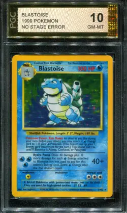 PGC 10 Blastoise 2/102 Base Set 1999 NO STAGE ERROR WOTC Pokemon Card - Image 1