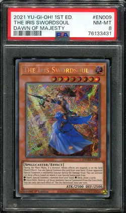 PSA 8 The Iris Swordsoul DAMA-EN009 Dawn of Majesty Secret Rare Yugioh Card - Image 1