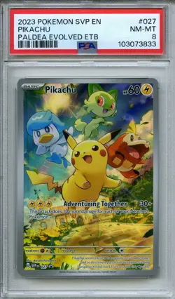 2023 Pokemon Scarlet & Violet Paldea Evoled ETB Pikachu SVP027 PSA 8 - Image 1