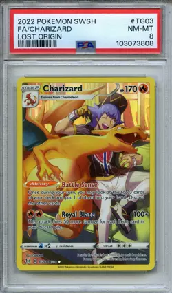 2022 Pokemon Sword & Shield Lost Origin Charizard Full Art #TG03/TG30 PSA 8 - Image 1