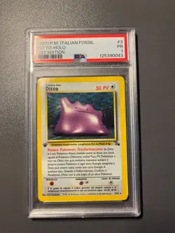 Italian 1999 POKEMON FOSSIL 1ST ED #3 DITTO-HOLO PSA 1 - (POP -0) - Image 1