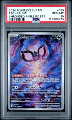 2024 POKEMON SHROUDED FABLE POKEMON CENTER ETB PROMO SVP #129 PECHARUNT PSA 10 - Image 1