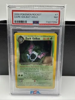 DARK GOLBAT (PSA 7) Pokemon Team Rocket Holo (Swirl) 7/82 - Image 1