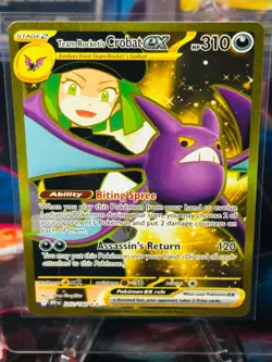 Team Rocket's Crobat ex 242/182 Gold Destined Rivals Hyper Rare Pokemon NM - Image 1