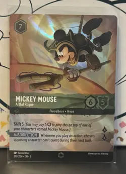 Lorcana The First Chapter Mickey Mouse Artful Rogue #210 Enchanted ALT FOIL NM - Image 1