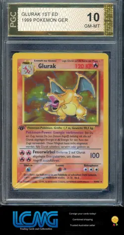 PGC 10 GRADED Pokemon TCG Card Base Set GERMAN 4/102 Charizard Holo - Image 1
