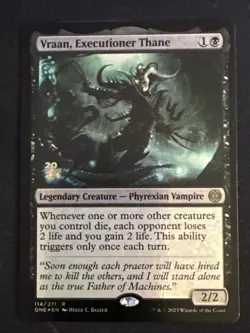 1x Foil Vraan, Executioner Thane (114) Phyrexia: ONE Prerelease Promo LP MTG - Image 1