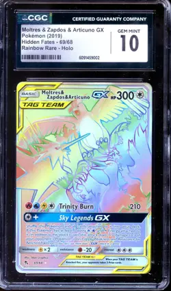 CGC 10 - Moltres & Zapdos & Articuno GX 69/68 Hidden Fates HR - Pokemon - Image 1