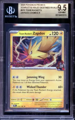 BGS 9.5 - Team Rocket's Zapdos 070/182 Asia Exclusive Stamped Promo - Pokemon - Image 1