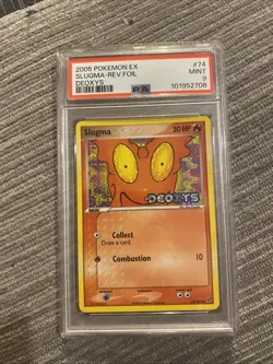 Pokemon Card Slugma 74/107 Reverse Holo EX Deoxys PSA 9 MINT - Image 2
