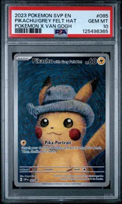 2023 POKEMON SVP EN-SV BLACK STAR PROMO #085 PIKACHU WITH GREY FELT HAT PSA 10 - Image 1