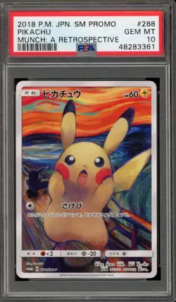 Pokemon Pikachu Scream Munch Retrospective JPN Full Art Promo 288/SM-P PSA 10 - Image 1