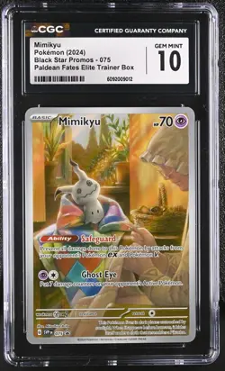 CGC 10 GEM MINT Mimikyu 075/SVP Black Star PROMO Paldean Fates ETB Pokemon 012 - Image 1