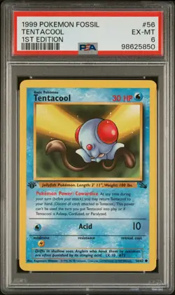 Pokemon PSA 6 1999 1st Edition Fossil Tentacool Christmas GiftU - Image 1