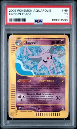 PSA 1 PR POOR Pokemon TCG Espeon Aquapolis H9/H33 Holo Rare POP 19 - Image 1