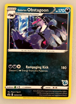 Galarian Obstagoon Pokemon Card SWSH193 - Black Star Promo - Eevee Stamp - NM - Image 1