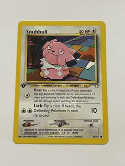 First 1st Edition Snubbull Neo Genesis Pokemon Card TCG 74/111 Near/Mint NM Poke - Image 1