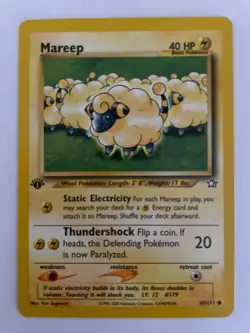 Mareep 65/111 1st Edition Common Neo Genesis Pokemon Card 2000 WOTC NM - Image 1