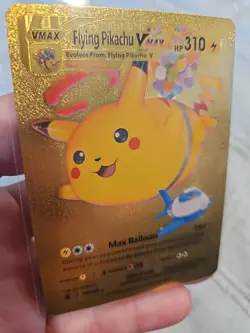 Flying Pikachu Vmax Gold Foil Fan Art Vinyl Textured Collector Pokemon Card - Image 4