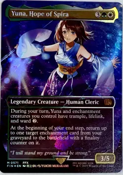 FF MTG - Yuna, Hope of Spira (Borderless #571) (Chocobo Track Foil) - Image 1